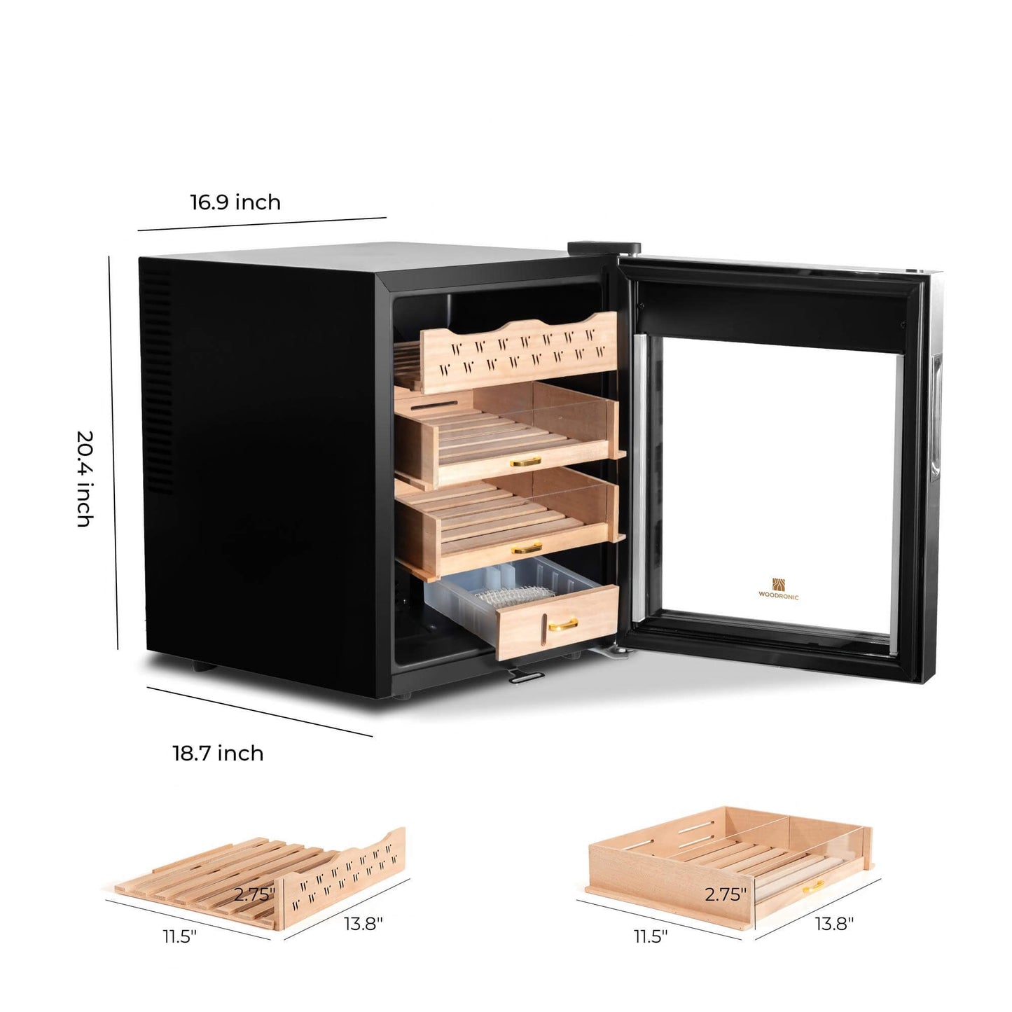 350 cigar electric humidor cabinet measuring 18.7 x 17 x 20.5 inches
