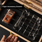 Spacious accessory drawer for storing cigar lighters, ashtrays, and other essentials, with soft-close design.