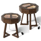 Two solid wood octagon humidor tables with LED-lit cigar storage, highlighting modern design and functional cigar storage.