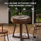 All-in-one octagon side table: 200-cigar capacity, touch-control LED lighting, fast charging ports, and accessory drawer for modern living.