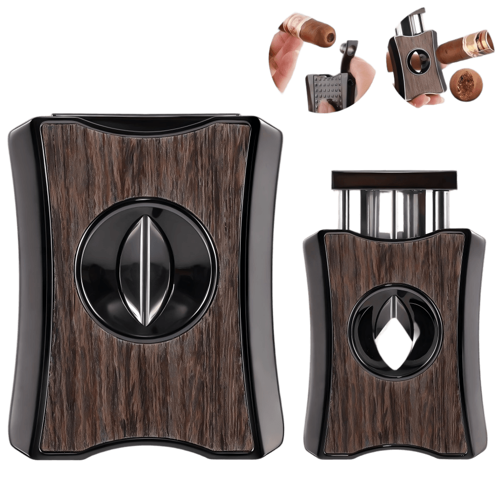 Woodronic Luxury 3-in-1 V-Cut Cigar Cutter, Punch & Cigar Stand