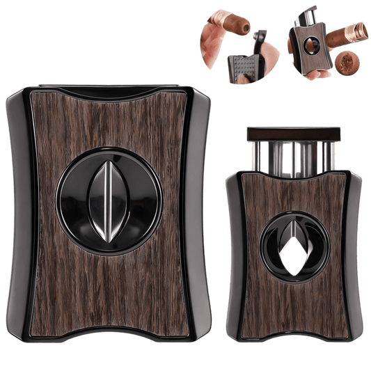Woodronic Luxury 3-in-1 V-Cut Cigar Cutter, Punch & Cigar Stand