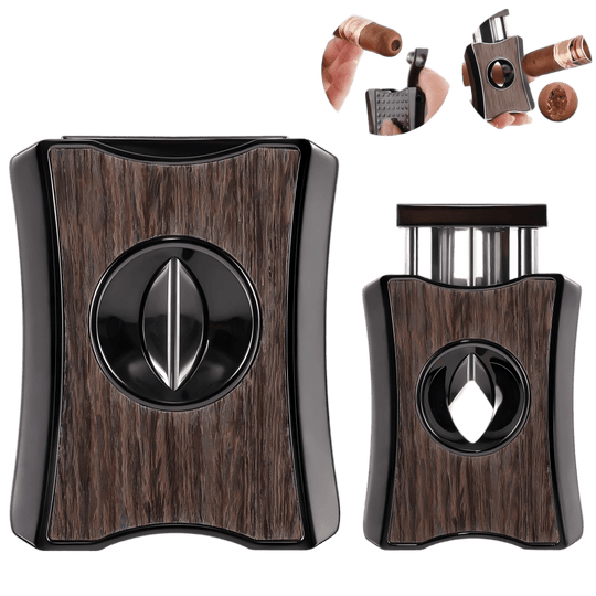 WA-5075 | Woodronic Luxury 3-in-1 V-Cut Cigar Cutter, Punch & Cigar Stand