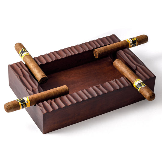 Woodronic Luxury Walnut Wood Cigar Ashtray – Handcrafted 4-Cigar Design