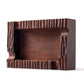 Side view of empty rectangular walnut ashtray, showcasing hand-carved edge details and deep bowl.