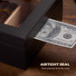 Airtight seal demonstration: non-porous design prevents leaks, maintaining consistent humidity to keep cigars fresh.