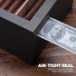 Air-tight seal demonstration: non-porous design prevents leaks, maintaining optimal humidity to keep cigars fresh.