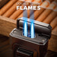 Powerful double blue torch flame for quick, even cigar lighting, ideal for outdoor use and precise ignition.