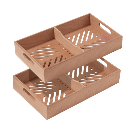 Spanish Cedar Cigar Tray with Adjustable Divider for 30-50 Counts (1 Pack / 2 Pack)