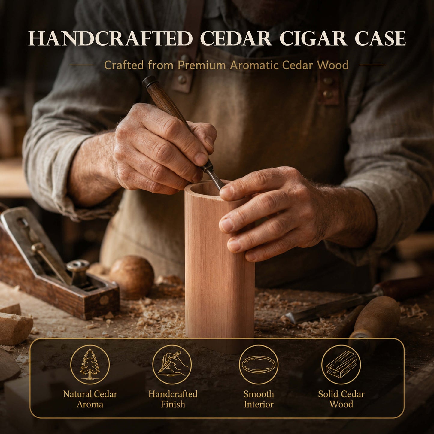 Spanish Cedar Travel Cigar Case for 3 Cigars with Magnetic Slide Lid