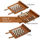 A5039C Backgammon Chess Checkers Set,  PU Leather